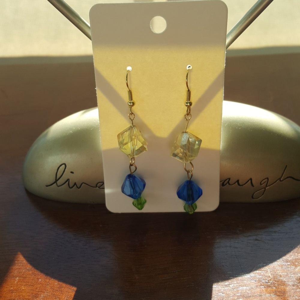 Gold/ Blue 💙/ & Green 💚 Statement Earrings 💎